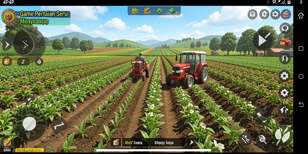 Screenshot gameplay 4P4P menampilkan suasana bertani yang asyik dan realistis.