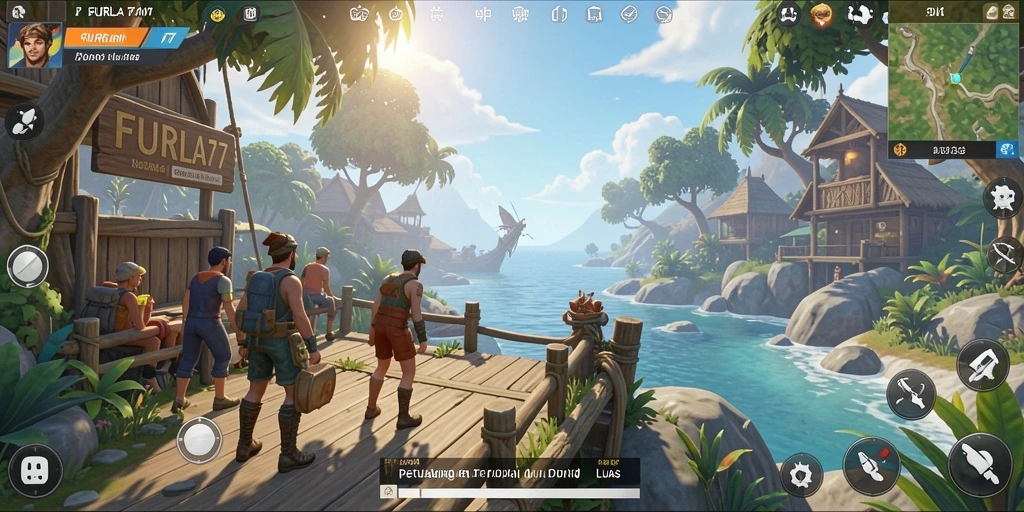 Tampilan gameplay FURLA77 dengan dunia terbuka yang menakjubkan.