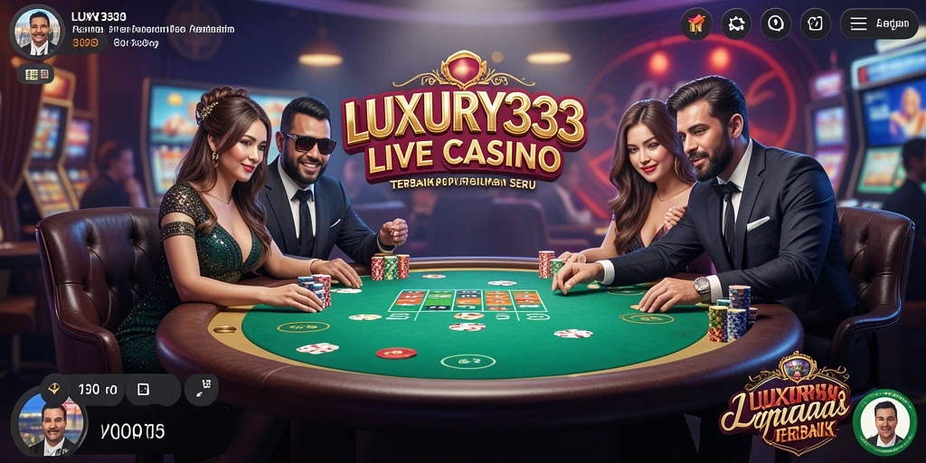Screenshot gameplay Live Casino di LUXURY333 yang menampilkan dealer langsung.