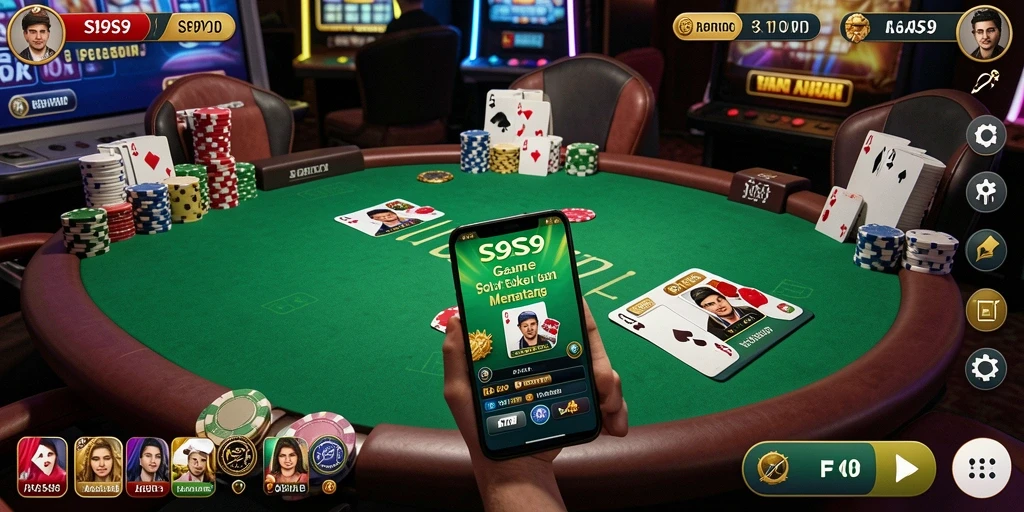 Tampilan gameplay seru di S9S9 dengan pemain yang berkompetisi di meja poker.