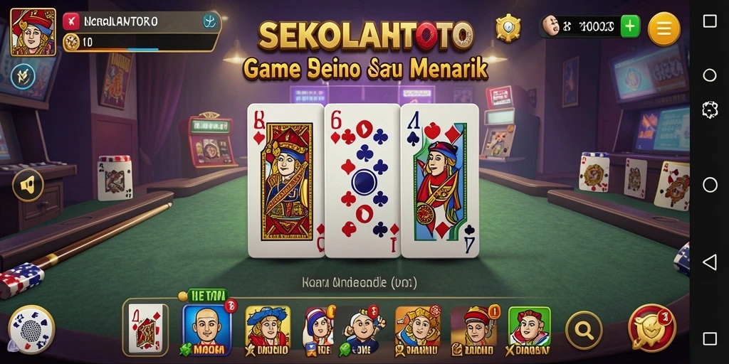 Screenshot gameplay <strong>SEKOLAHTOTO</strong> menunjukkan keseruan bermain domino.